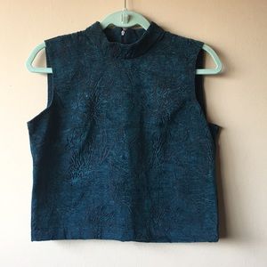 Emerald Green Mock Neck Sleeveless Top